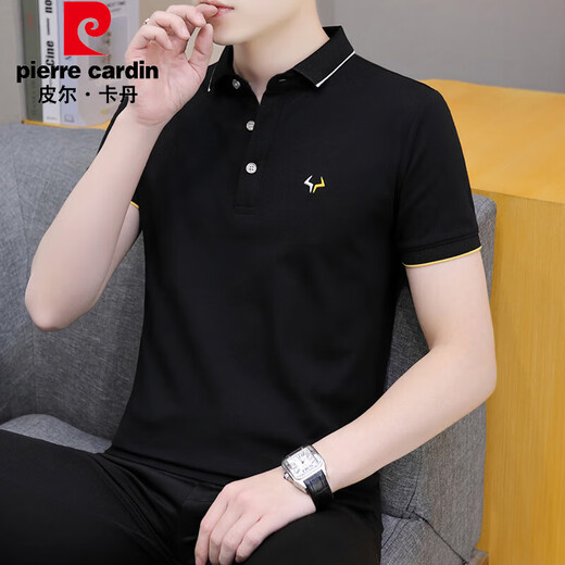 皮尔卡丹（pierre cardin）珠地棉短袖t恤男士潮流2025夏季新款商务青年翻领POLO半袖上衣服 683白色 3XL