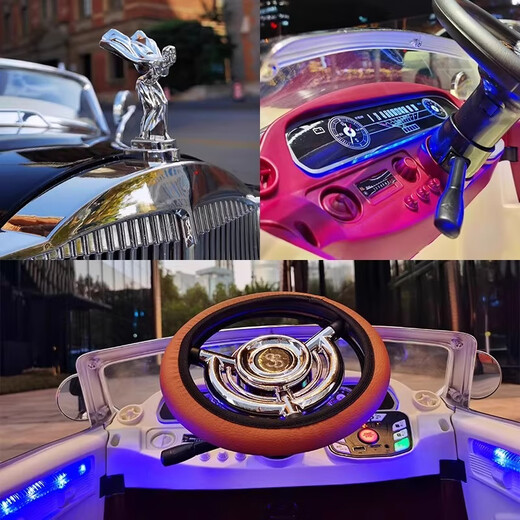 October Tongxin Rolls-Royce children's electric car classic car for boys and girls aged 1-6 years old with remote control and can sit on four-wheeled stroller. Standard equipment is painted black + 12V7A battery + hard seat + remote control 12v battery + four-wheel drive