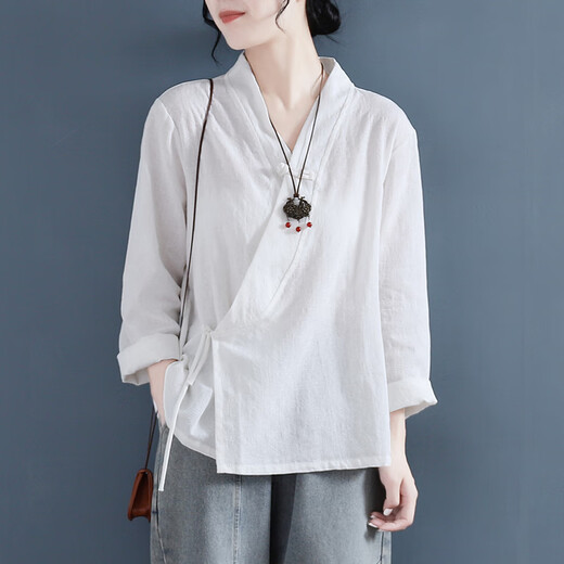 Zhufan Zen Kleidung für Frauen große Zen Kleidung für Tang Dynastie Kleidung für Frühlings- und Herbst -chinesische Baumwolle und Linie verbesserte Hanfu neue chinesische Stil Buddhist Zen Blue Long Sleeve M empfohlen 100/120 Jin [Jin gleich 0,5 kg]