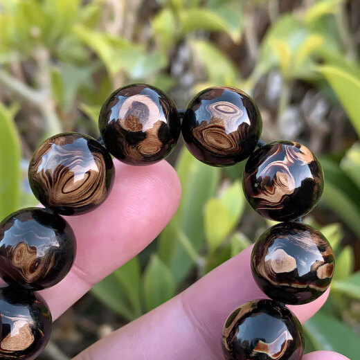 QIWN海柳手串生日礼品送情侣男生圆珠佛珠收藏级鬼脸纹14mm 型号：4A14126 鬼脸纹 14mm
