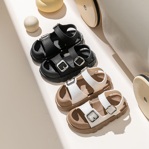 Girls Sandals 2025 New Summer Non-slip Soft Bottom Girls Velcro Small Children's Shoes Baby Beach Sandals Brown 23 Inner Length 14cm