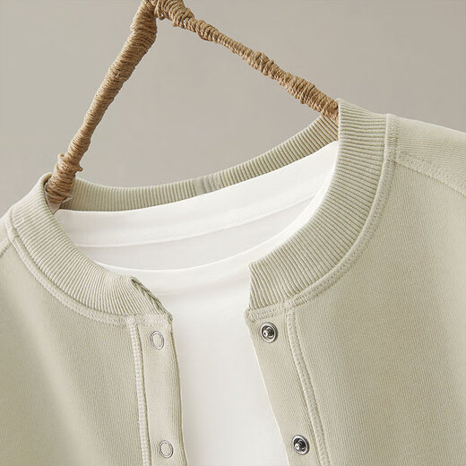 
Cypress House round neck jacket 2025 autumn new women's single-breasted simple age-reducing loose baseball uniform