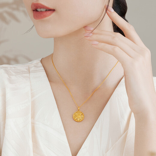 Kuang Yi Shuibei gold eight treasure compass pendant 999 pure gold transfer bead necklace baby male and female couple model eight treasure compass pendant gold 0.7 grams (free silver