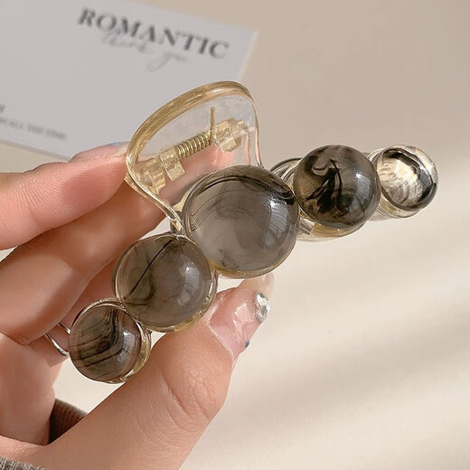 Temperament Gradient Planet Hair Clip Women's Back Head Hair Clip Medium Hair Volume Small Shark Clip Hair Clip Hair Accessories Gray Smudged Clip 8cm