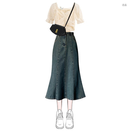Ximuyao sommer dopamine denim fishtail kleid passung top 2025