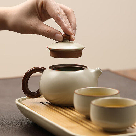 Shangyanfang Ru Kiln Kung Fu tea set complete set with tea tray for one person high-end ceramic high-end household tea cup teapot utensil set