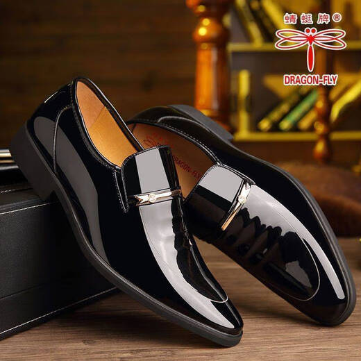 Red Dragonfly (RED DRAGONFLY) same dragonfly men's shoes new business formal wear men's leather shoes pointed toe British fashionable shiny wedding groom shoes SF-QT686 brown (send belt) 42