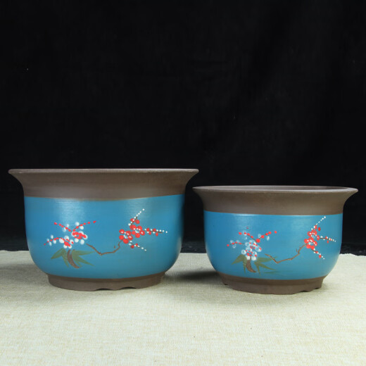 Yixing Blumentopf großer Durchmesser Einfacher Bonsai-Topf Innenkalamus Sukkulenten Keramik-Topf 694 Setzen Sie drei lila Sand