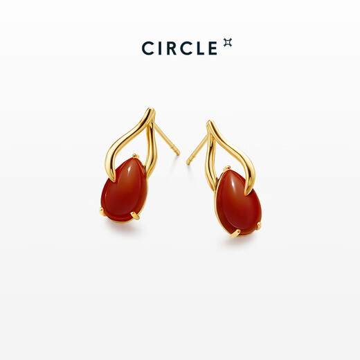 CIRCLE new products launched CIRCLE Jewelry Zhuque Series 18K Gold South Red Agate Earrings Women's Red Gemstone Earrings 18K Gold, South Red Agate