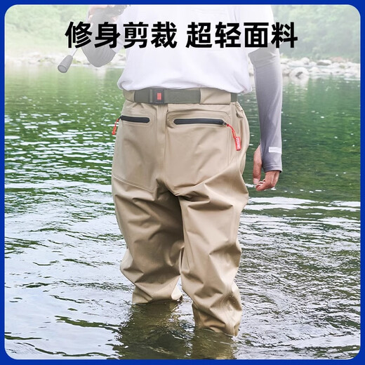 Zailu waist-length waders, nylon lure equipment, sea wading pants, lower body, stream fishing one-piece waterproof clothing, fishing suit, basic PVC model, green wear-resistant basic model, 40 36 according to normal shoe size