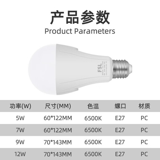 Foshan Lighting (FSL) LED light bulb intelligent voice-activated induction bulb E27 screw-mouth energy-saving voice-activated light property corridor radar induction voice-activated light bulb 9W positive white light 6500K