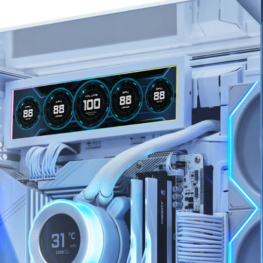 LIANLI 8.8英寸机箱万用屏幕 台式机高清副屏USB供电 DIY主题 ARGB灯光同步 多屏支持 横竖切换  联力8.8吋万用副屏白色