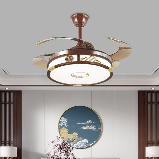 Nueva lámpara de techo de estilo chino alambre dorado sándalo de madera maciza Lámpara de estudio Lámpara de estudio de estilo chino Lámpara de comedor atmosférico 1W 9896# redondea 76 cm Cambio de luz de tres colores