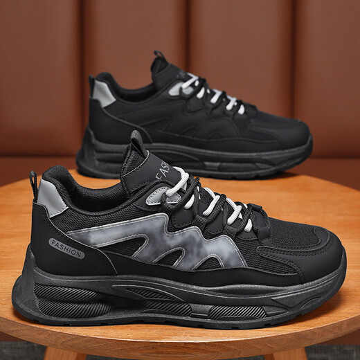 GUQIAN Spring Men's Shoes New Breathable Mesh Shoes Men's Fashionable All-Match Thick-Soled Sneakers Casual Shoes Daddy Shoes Men F653 Beige 42