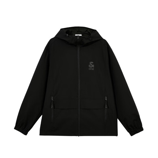 JACK&JONES Men's Trendy Autumn Jacket Men's Hooded Windproof Top Outdoor Casual Jacket Short Versatile Jacket Men E41 Black M (175)