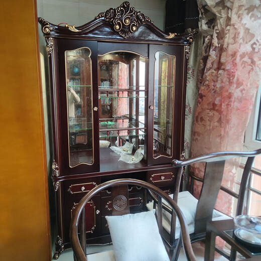 Zhen Yiju Vitrina de Vino de Estilo Europeo, Sala de Estar de Lujo de Alta Gama, vitrina con Puerta de Vidrio montada en la Pared, vitrina de Vino Tinto, aparador, gabinete Decorativo, gabinete de Comedor, marrón rojizo Oscuro 897# 1,35 Metros