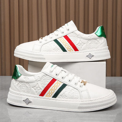 
Medusa genuine leather Medusa casual lace-up high-end board shoes low top business high-end sports versatile breathable and odor-proof shoes M9922 white and green 42 42