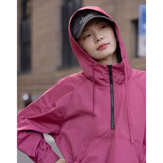 Demana weekend city spring urban outdoor nylon hooded contrasting color drawstring pocket mid-length coat for women
