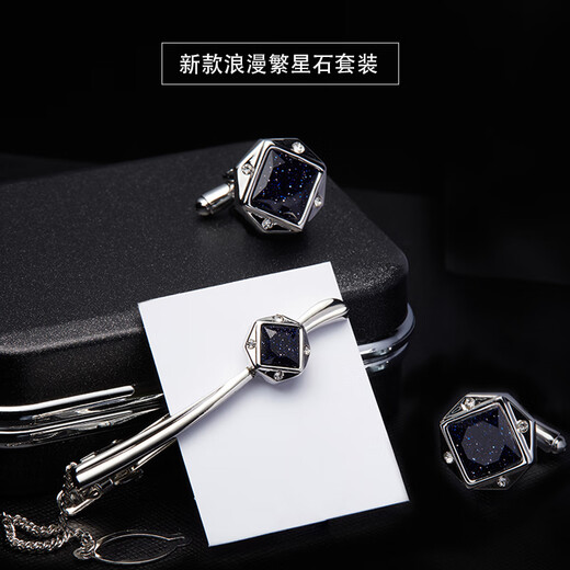 Lie Shang Herren Silber Simple Krawatte Clip Cufflink Set Herren -Krawatten Clip Geburtstag Geschenkbox mit 24 Karat Gold reines handgefertigt