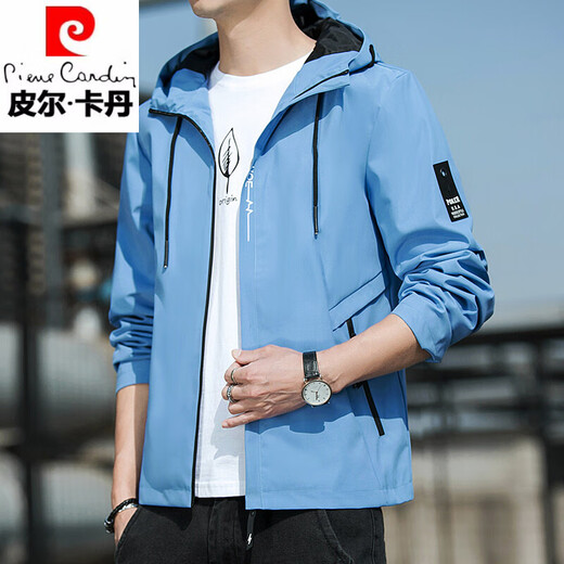 皮尔卡丹（pierre cardin）春装外套男士2025年春夏季连帽薄款青年宽松夹克短款色褂子 K12131黑色 M 【建议100-110斤】