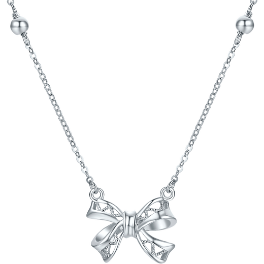 Saturday Fu PT950 platinum necklace for women platinum pendant bow birthday gift B0614907 40+5cm about 3.07g