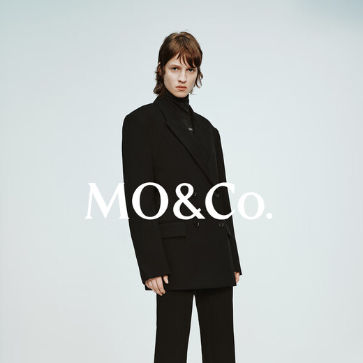 MO&Co. Qin Lan's same style suit RECTO joint sheep wool wide shoulders and waist red Moanke black XS 155