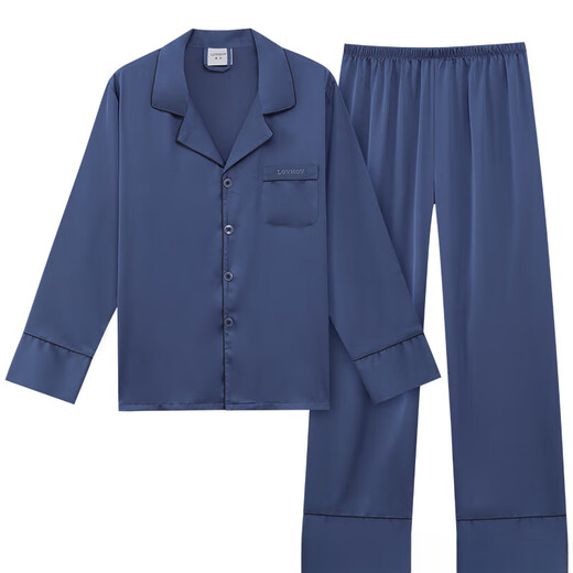 Catman MiiOW strictly selected men's pajamas, large size long sleeve suit, simulated silk, for boyfriend, father to wear home clothes outside Q9901 apricot color M L recommendation 165-170c, 105-130