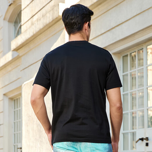 
VJC 2025 Spring and Summer New Men's Light Luxury Fashion Fashion Loose Embroidered Short Sleeve T-shirt Round Neck Top B24BA1048 Black Regular 2XL /54