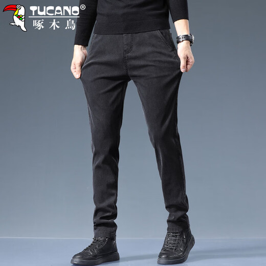 Woodpecker (TUCANO) Casual Pants Men's Autumn and Winter Business Pants Men's Loose Straight Fashion Versatile Pants Men's Pants Black 32