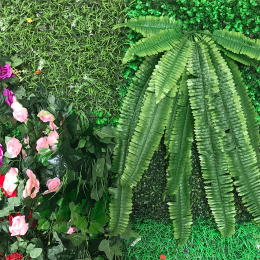 Win the show, simulated plant wall, green plant wall background wall, green simulated plant mall advertising door head artificial decoration, four-headed grass 40*60CM + one flower