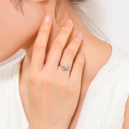 Yuan Shengfu's new PT950 heart-shaped imitation diamond faceted platinum ring, women's large platinum fashion ring, 2.73 grams