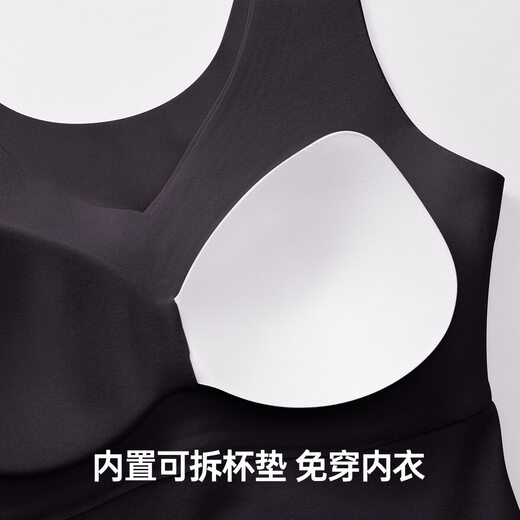 欧迪芬保暖打底背心内衣女阳离子带杯垫女士保暖背心XW4401 黑色 M (160/90)