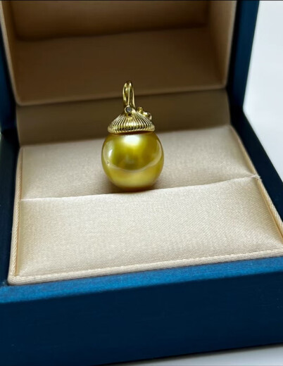 Chipan Natural Sea Water South Sea Gold Bead Pendant Ring Necklace Gold Bead Pendant Series 11-12mm Gold Bead Gourd Style