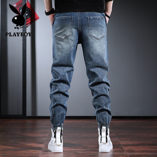 Playboy (Playboy) Workwear Jeans Marca de moda Harem Pants Spring y Autumn Blue Retro Washing Men's Pants Handsome Tendencia negra un peso regular de 3xl 181200Jin [Jin iguala 0.5 kg]