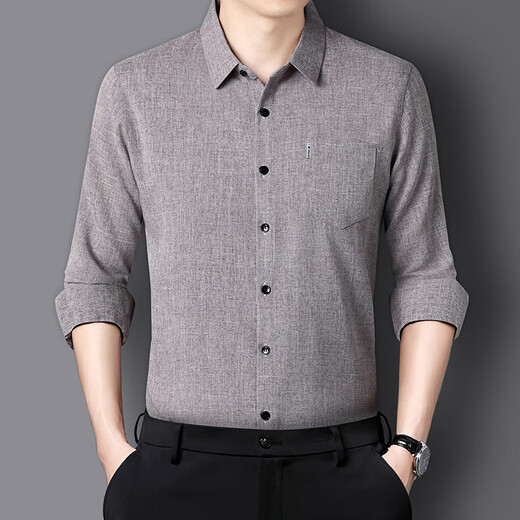 Zhixiang 2025 Camisa de algodón de primavera y otoño y línea de manga larga Camisa de solapa masculina La chaqueta superior de papá versátil e informal 9905 Prince Blue 3xl - sugerido 155/170Jin [Jin equivale a 0.5 kg]