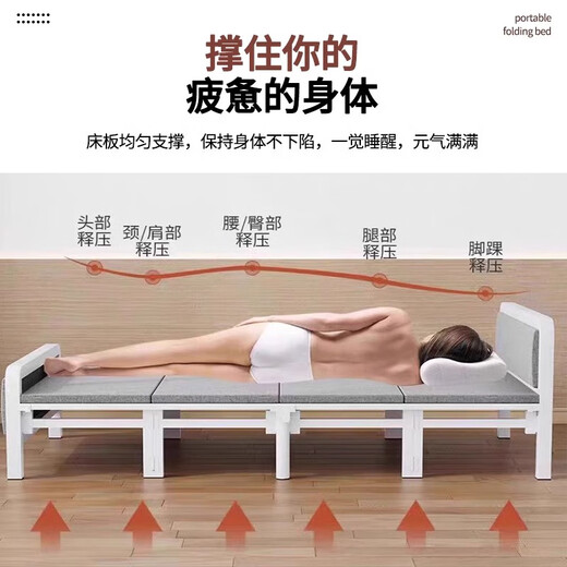 LZJV imported quality folding bed single bed household extra bed simple lunch break small bed reinforced double portable iron bed upgraded 4 fold reinforced thickened classic black 100cm