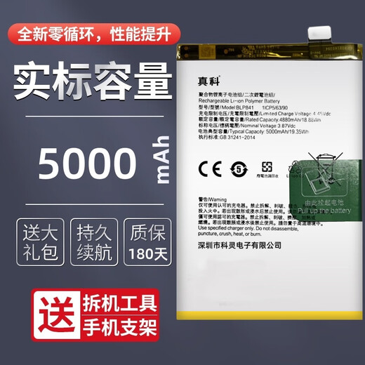 真科适用于 OPPO realme 真我 Q电池 Q2i Q2 Q2pro Q5 pro Q3 pro 狂欢版 Q3t Q3s Q5i 手机电板大容量 Q3电池【BLP841】5000mAh
