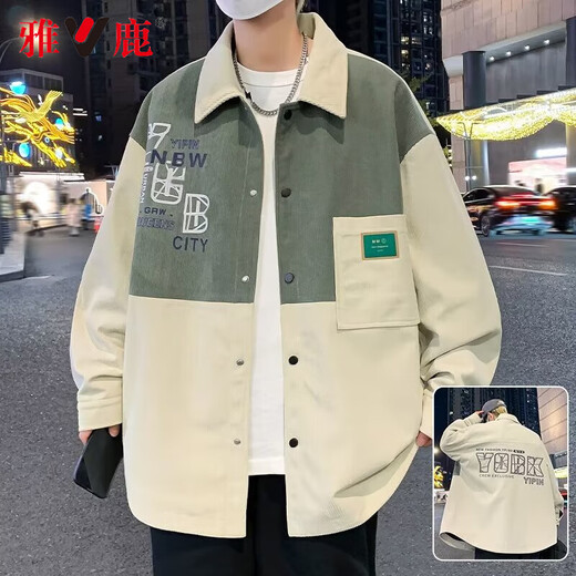 雅鹿春季外套男潮流港风夹克男装衬衫街头休闲上衣衣服春秋款男士外衣 D687黑色 常规 5XL （推荐180-220斤）