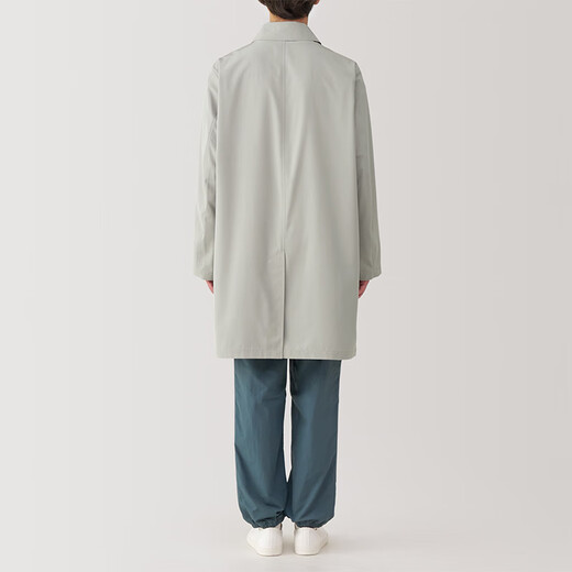 无印良品（MUJI） 男式 不易沾水 立领大衣风衣外套男中长款25年春季AD0WUC5S 淡黄色 S (165/84A)