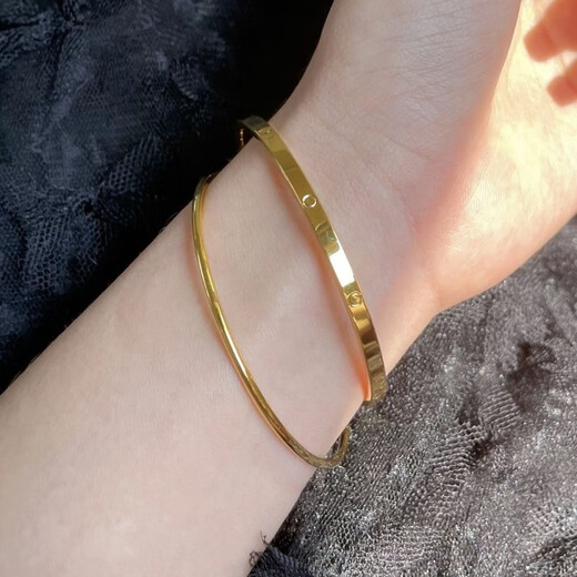 CAMPUSKINGLY Old Phoenix 999 gold niche exquisite super fairy dot double circle gold 18K bracelet shiny new fashion double circle bracelet ring mouth 6.0 same style