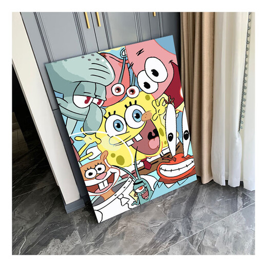 DIY Digital Oil Painting SpongeBob Doraemon niedliche handgesperrte handgedrückte Ölmalerei DIY Färbung 1048 50*65 gestreckte 2,5 cm verdickte Rahmen