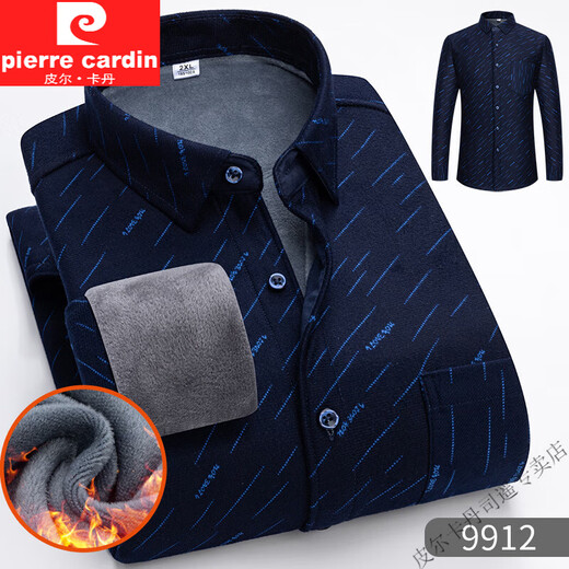 Pierre Cardin Herbst und Winter neues warmes Hemd für Männer und samt verdickte langärmelige Plaid-Hemd mit mittleren vielseitigen, vielseitigen Jacke mit mittleren Alter 9902 2xl 165
