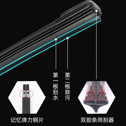 完壮双胶条雨刮器适用北汽威旺m20m30 306 S50 M35 205 307雨刷片 威旺M3522+16 U型接口