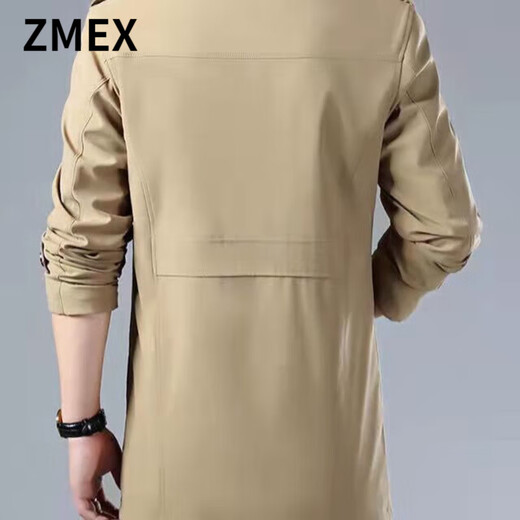 
ZMEX mid-length windbreaker men's clothing spring new single-breasted large-size jacket business casual coat thin men's jacket suit collar thin jacket black 175/92A_Suggestion 115-125Jin[Jin equals 0.5 kg]