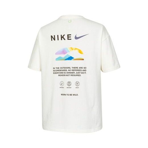 Nike (Nike) T-shirt à manches courtes pour hommes 2025 Summer Sportswear Simple Lowable Casual Casual Round Round Cold Half-Maleved Cotton Pure Cotton HF6172-133 mètres blanc L Recommandé 130-150jin [Jin est égal à 0,5 kg]
