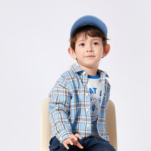 Balabala children's clothing children's shirts 2025 girls boys tops plaid shirts spring parent-child versatile 209125102201
