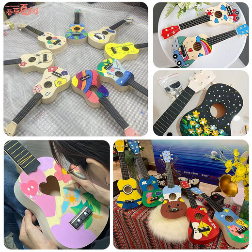 Ibanez儿童手工diy尤克里里木质手绘迷你吉他制作材料子美术暖场活动 23英寸圆孔送乳胶+螺丝刀 21英寸