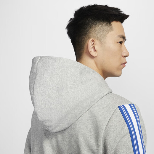 耐克男子加绒篮球套头连帽衫冬季保暖卫衣NIKE THERMA-FIT HJ3882 063调色暗灰/淡象牙白 S