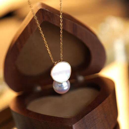 Fenpu Pearl Tiannv True Pearl Pendant Necklace Mother-of-pearl Seawater Pearl Clavicle Chain Free Silver Chain Pearls Without Chain 7 points 5-8mm