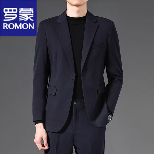 罗蒙（ROMON）男士西服套装修身痞帅小西装外套免烫商务职业正装结婚礼服上衣 灰色上衣 【单西】 建议【85-105斤】 S